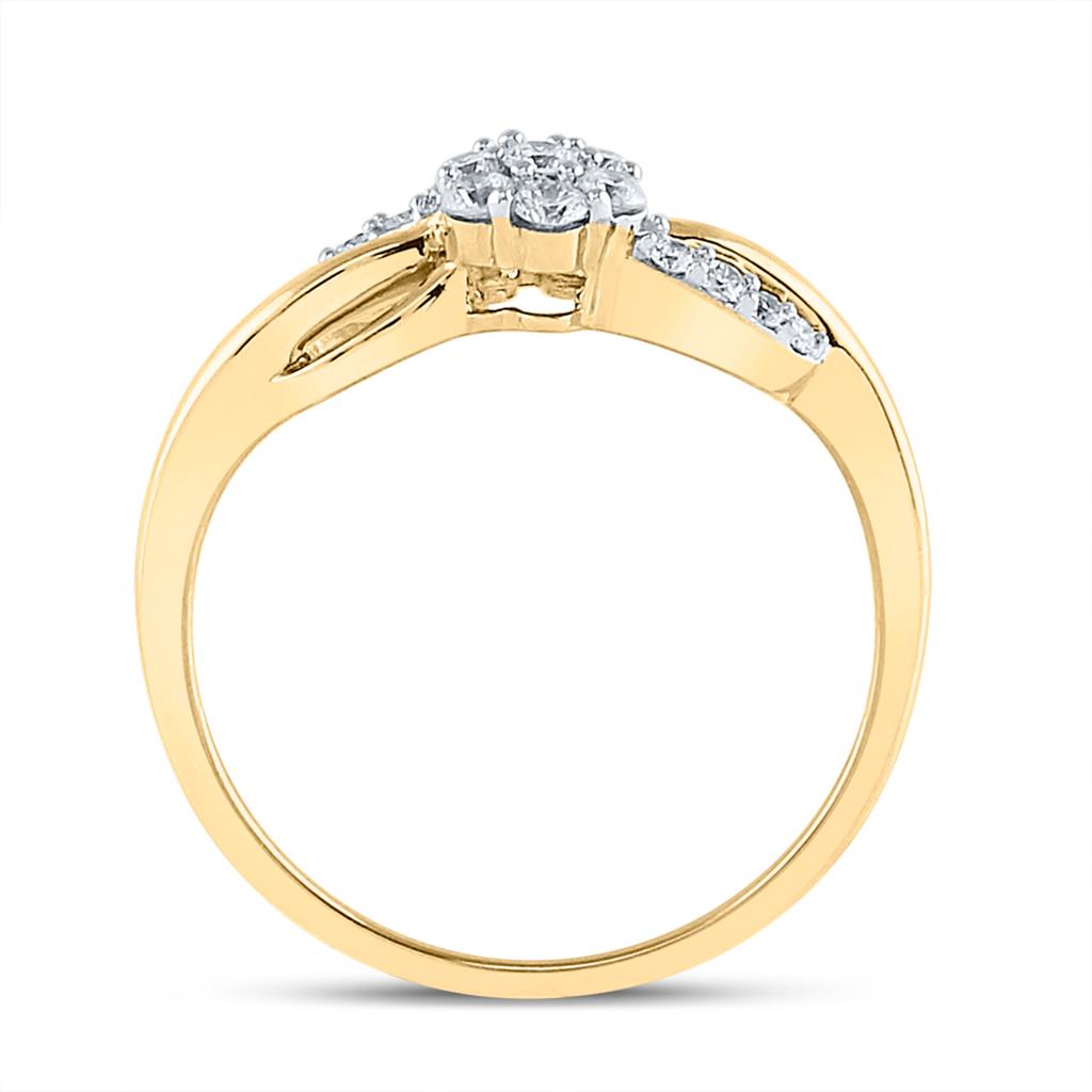 10k Yellow Gold Round Diamond Flower Cluster Infinity Ring 1/4 Cttw