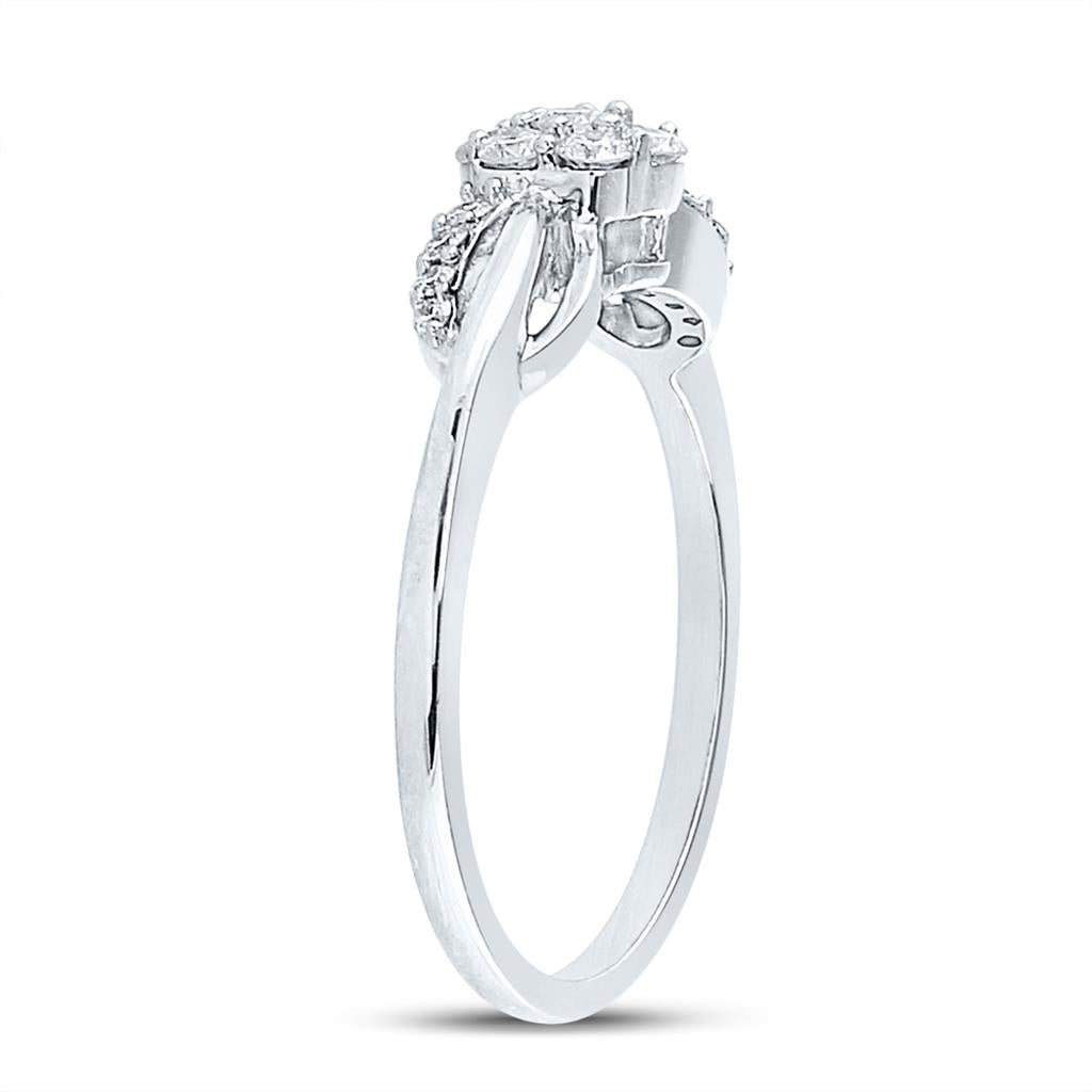 14k White Gold Round Diamond Flower Cluster Infinity Ring 1/4 Cttw