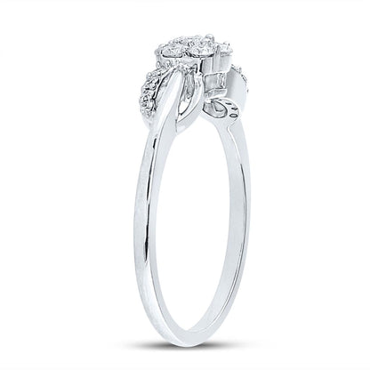 14k White Gold Round Diamond Flower Cluster Infinity Ring 1/4 Cttw