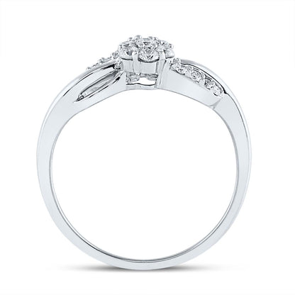 14k White Gold Round Diamond Flower Cluster Infinity Ring 1/4 Cttw