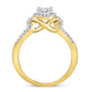 10kt Yellow Gold Round Diamond Circle Frame Cluster Ring 1/2 Cttw