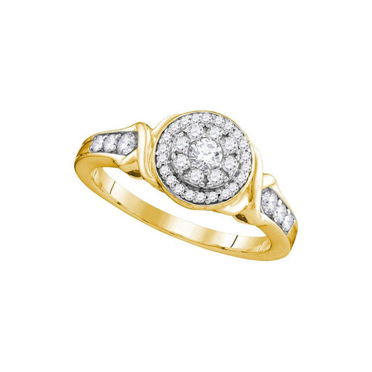 10k Yellow Gold Round Diamond Halo Bridal Engagement Ring 1/2 Cttw
