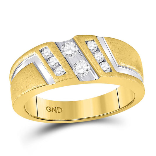 14k Yellow Gold Round Diamond Wedding Band Ring 1/2 Cttw