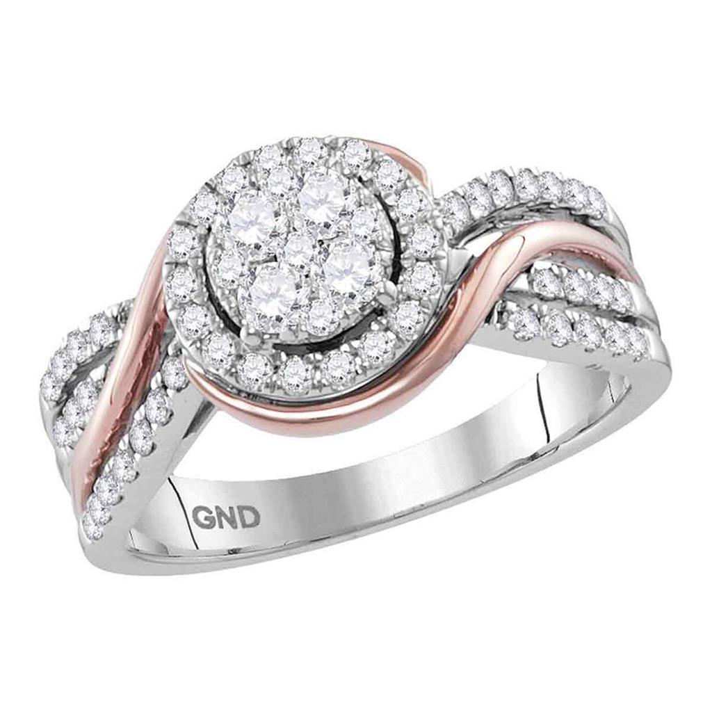 14k White Rose-tone Gold Diamond Bridal Engagement Ring 3/4 Cttw