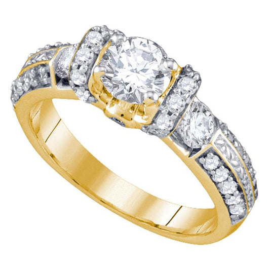 14k Yellow Gold Diamond Bridal Wedding Engagement Anniversary Ring 1-1/2 Cttw
