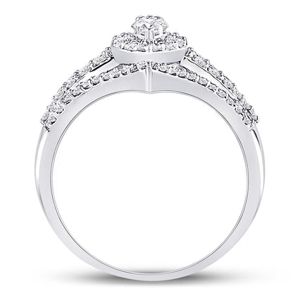 14k White Gold Round Diamond Cluster Bridal Engagement Ring 7/8 Cttw