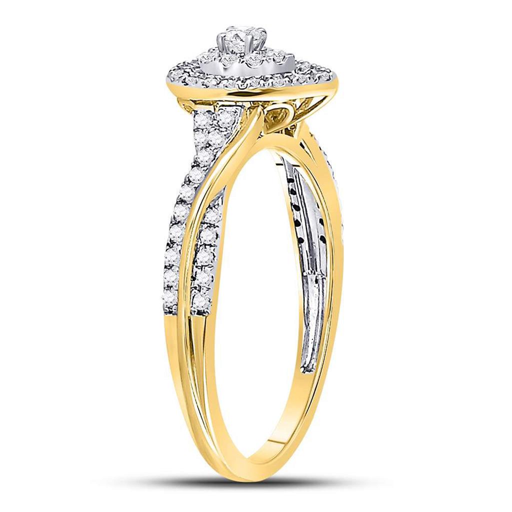 14k Yellow Gold Round Diamond Teardrop Cluster Bridal Engagement Ring 1/4 Cttw