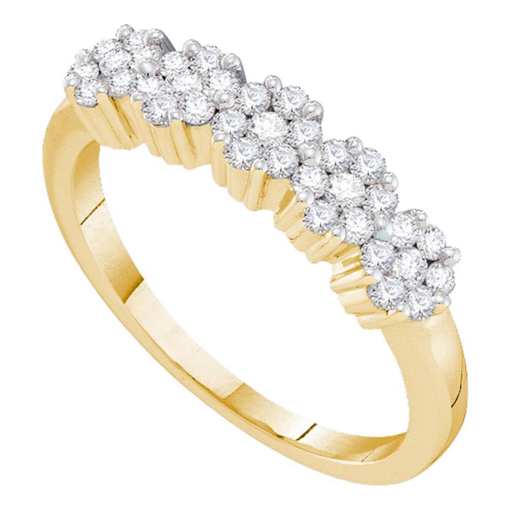 14k Yellow Gold Round Diamond Flower Cluster Band Ring 1/2 Cttw