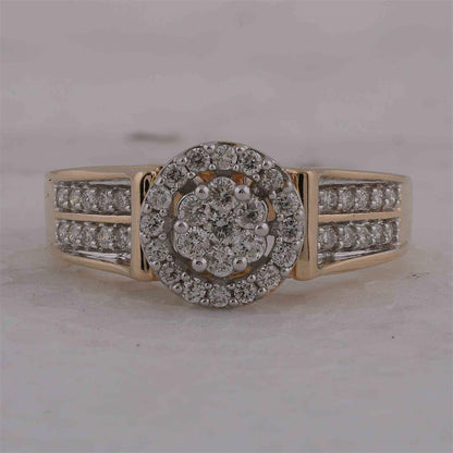 14k Yellow Gold Round Diamond Flower Cluster Ring 1/2 Cttw