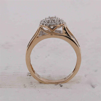 14k Yellow Gold Round Diamond Flower Cluster Ring 1/2 Cttw