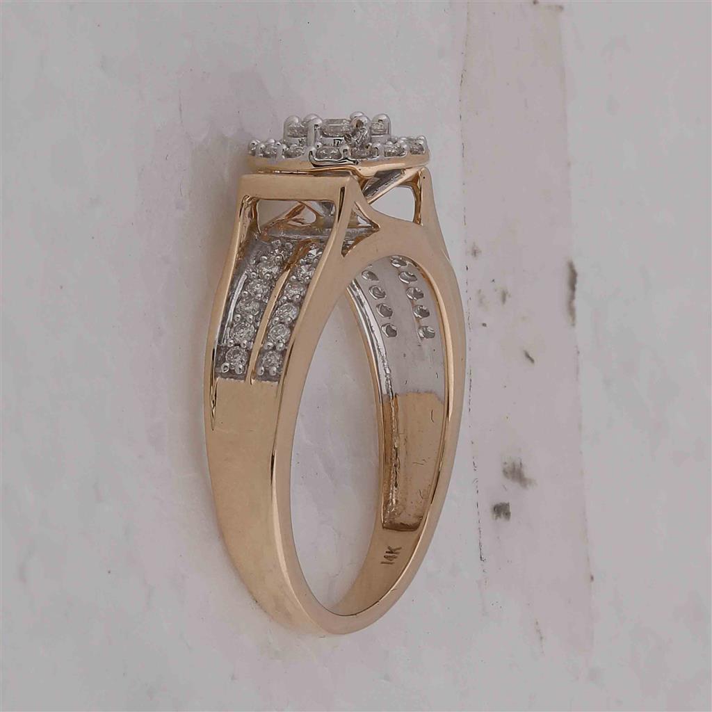 14k Yellow Gold Round Diamond Flower Cluster Ring 1/2 Cttw