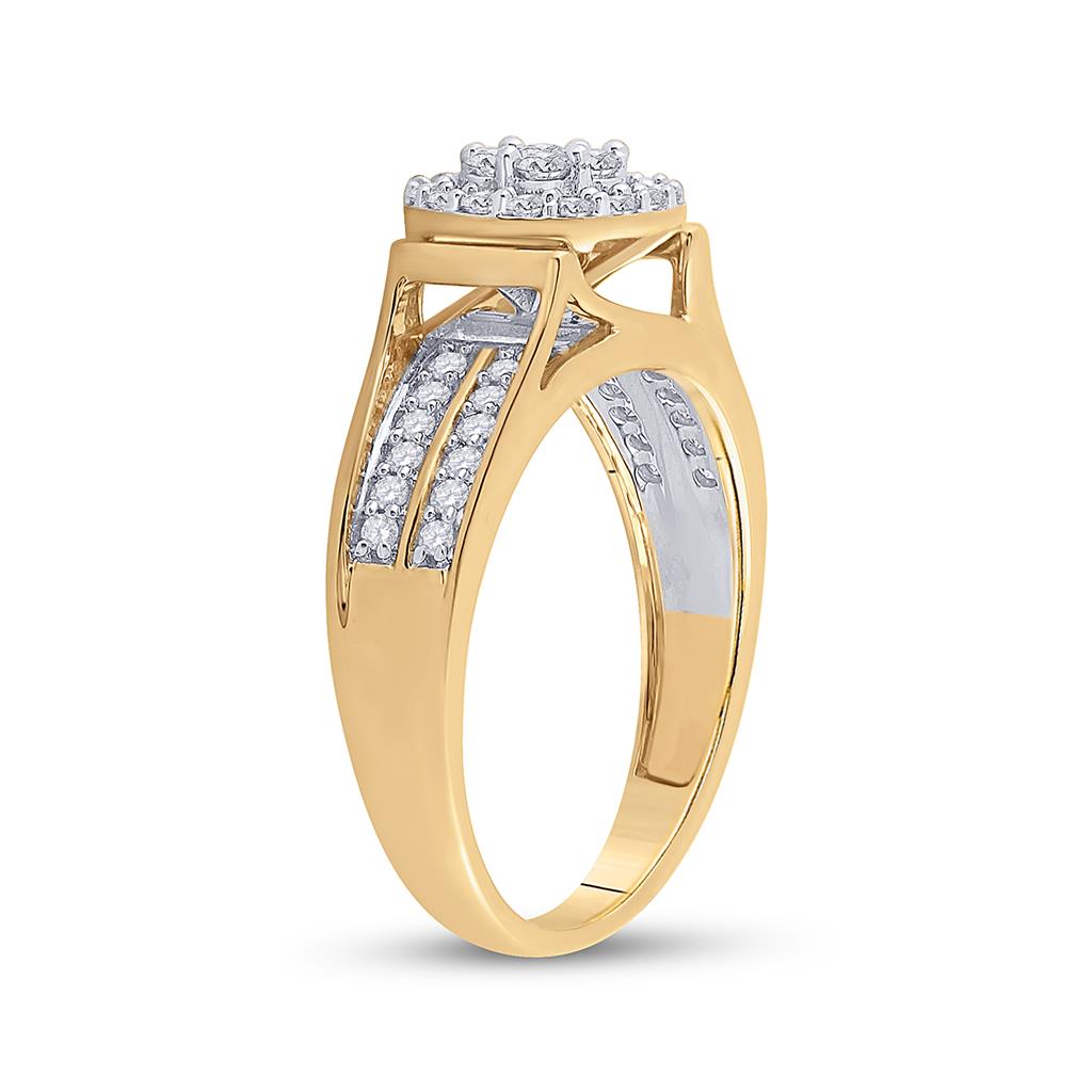 14k Yellow Gold Round Diamond Flower Cluster Ring 1/2 Cttw