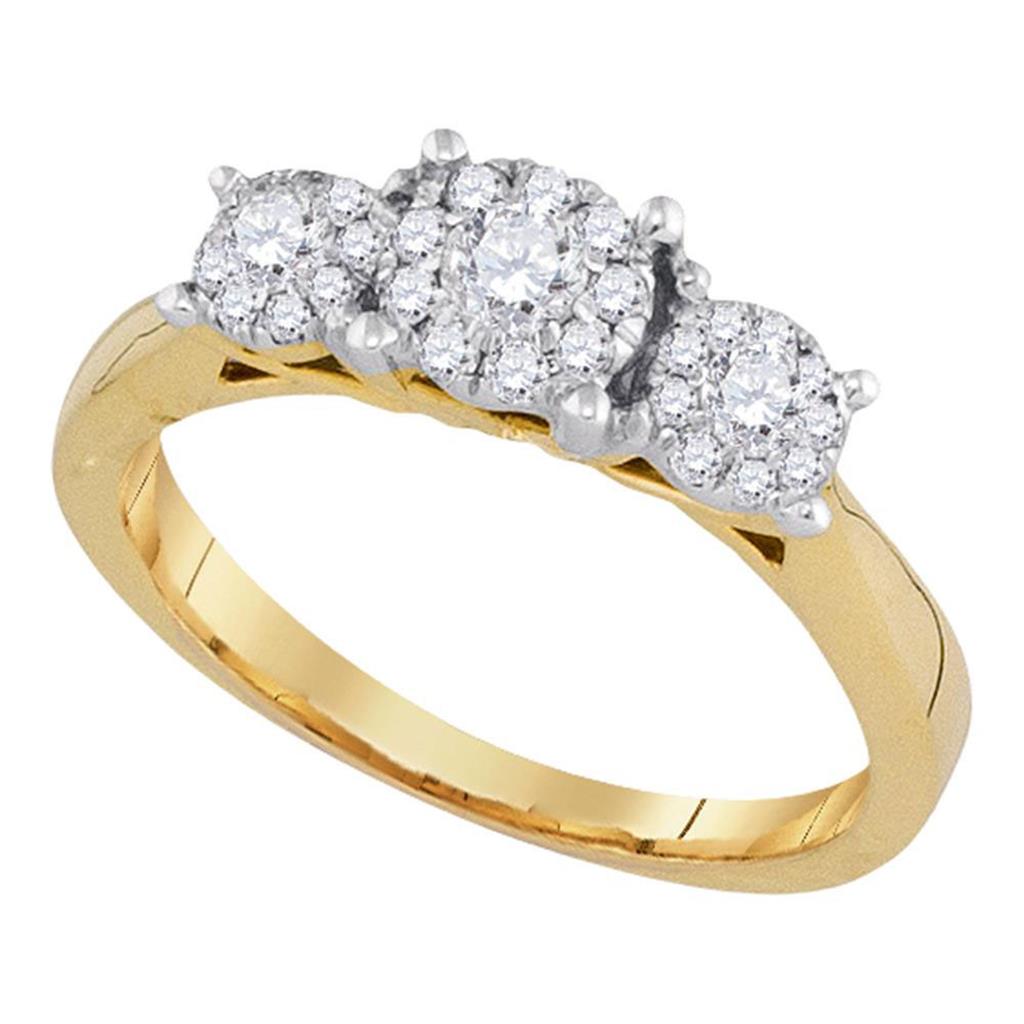 14k Yellow Gold Flower Cluster Diamond Bridal Engagement Ring 1/2 Cttw