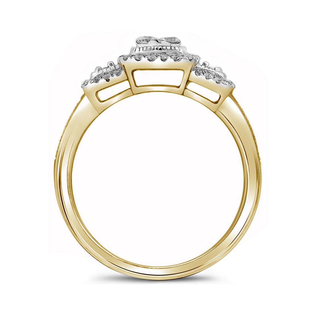 14k Yellow Gold Round Diamond Bridal Wedding Ring Set 1/2 Cttw