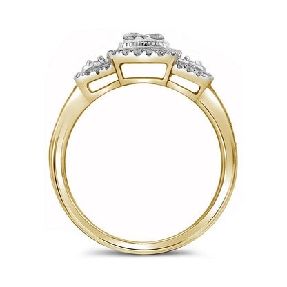 14k Yellow Gold Round Diamond Bridal Wedding Ring Set 1/2 Cttw