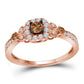 10k Rose Gold Round Brown Diamond Solitaire Ring 1/2 Cttw