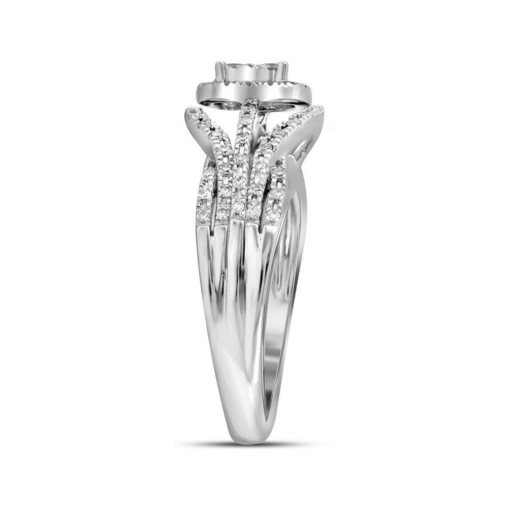 14k White Gold Diamond Bridal Engagement Ring 1/3 Cttw