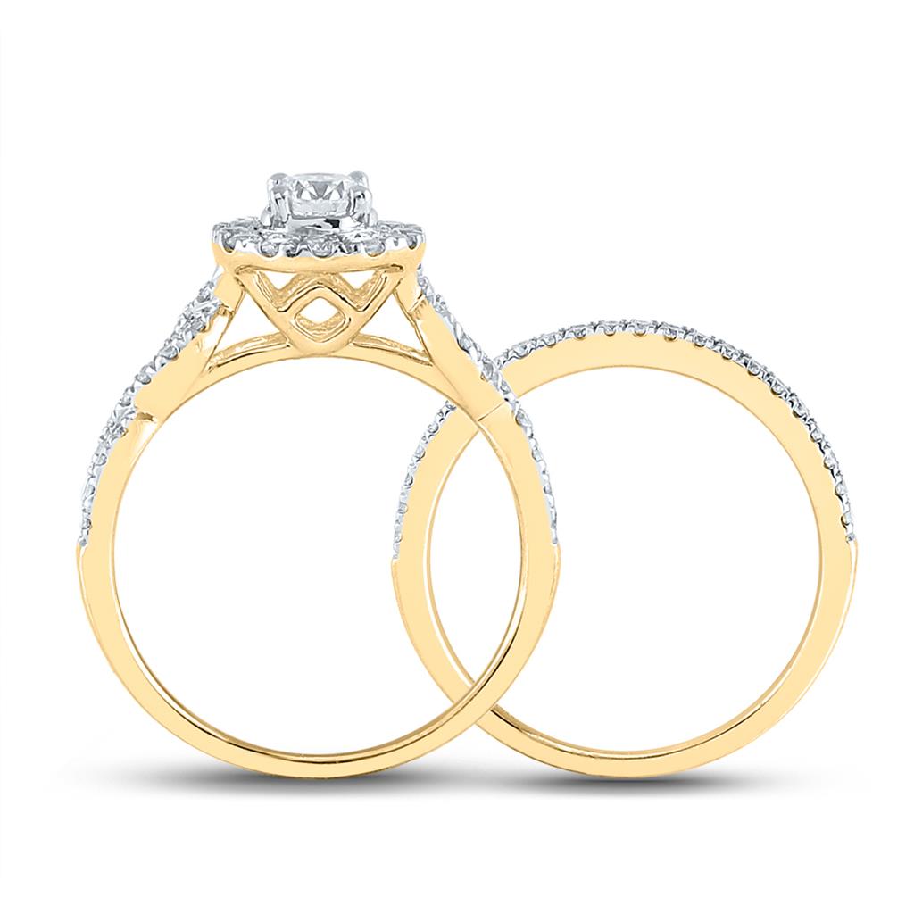 14k Yellow Gold Round Diamond Twist Bridal Wedding Ring Set 1 Cttw (Certified)