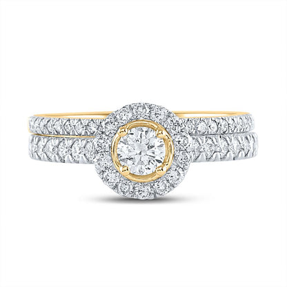 14k Yellow Gold Round Diamond Bridal Wedding Ring Set 1 Cttw (Certified)