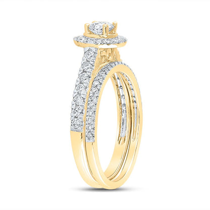 14k Yellow Gold Round Diamond Bridal Wedding Ring Set 1 Cttw (Certified)