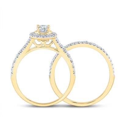 14k Yellow Gold Round Diamond Bridal Wedding Ring Set 1 Cttw (Certified)