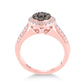 14k Rose Gold Round Brown Diamond 3-Piece Bridal Wedding Ring Set 1 Cttw