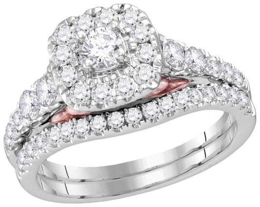 14k Two-tone Gold Round Diamond Bridal Wedding Ring Set 1 Cttw (Certified)