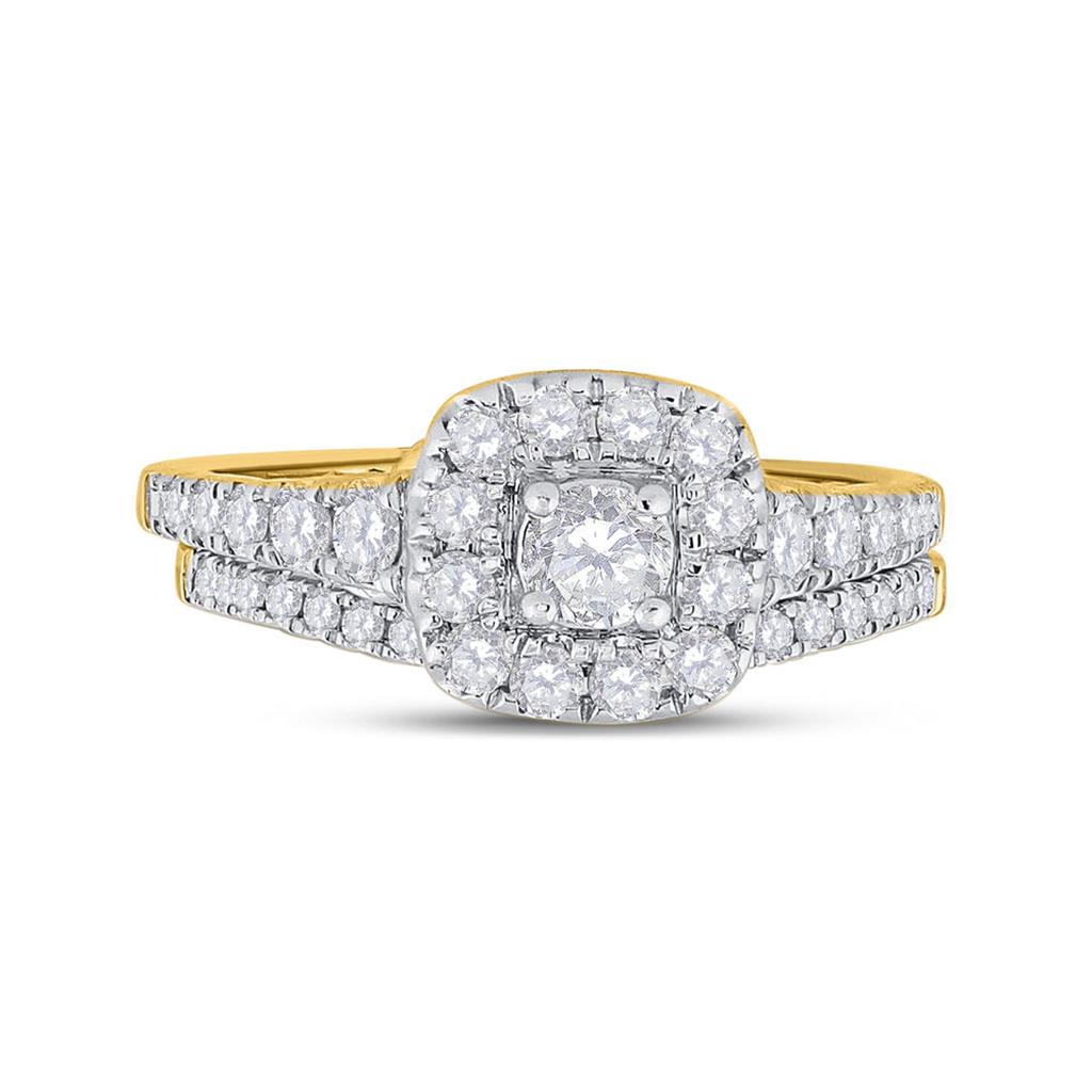 14k Yellow Gold Round Diamond Bridal Wedding Ring Set 1 Cttw (Certified)