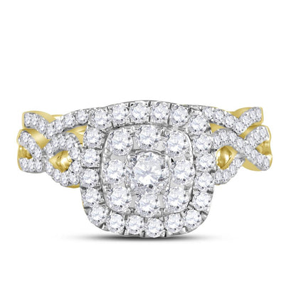 14k Yellow Gold Round Diamond Bridal Wedding Ring Set 1 Cttw (Certified)