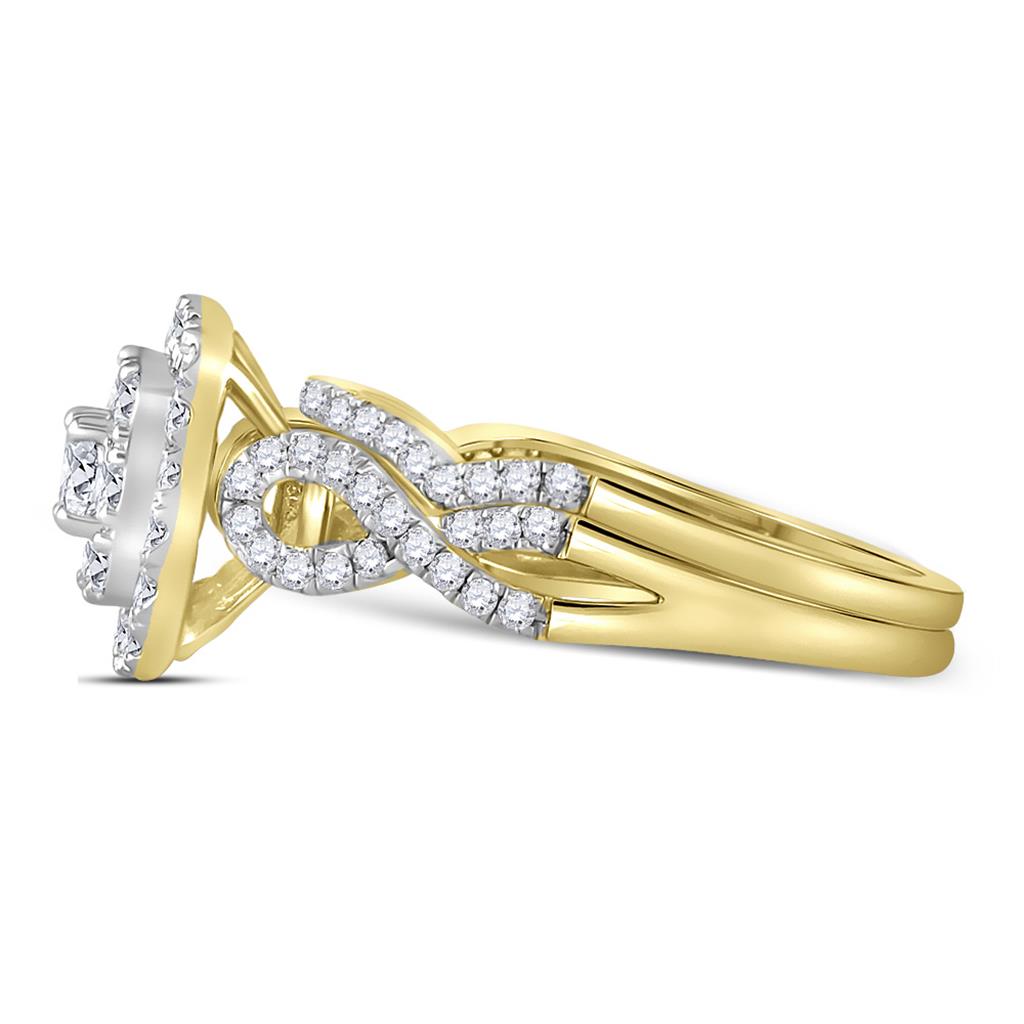 14k Yellow Gold Round Diamond Bridal Wedding Ring Set 1 Cttw (Certified)