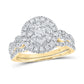 14kt Yellow Gold Round Diamond Twist Bridal Wedding Ring Band Set 1 Cttw