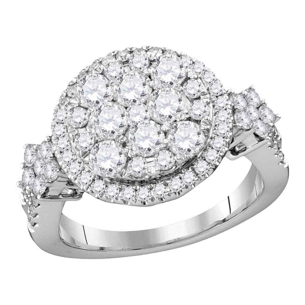 14k White Gold Diamond Bridal Engagement Ring 2 Cttw