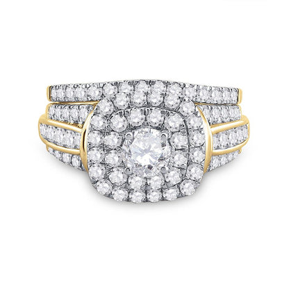 14k Yellow Gold Round Diamond Bridal Wedding Ring Set 2 Cttw (Certified)