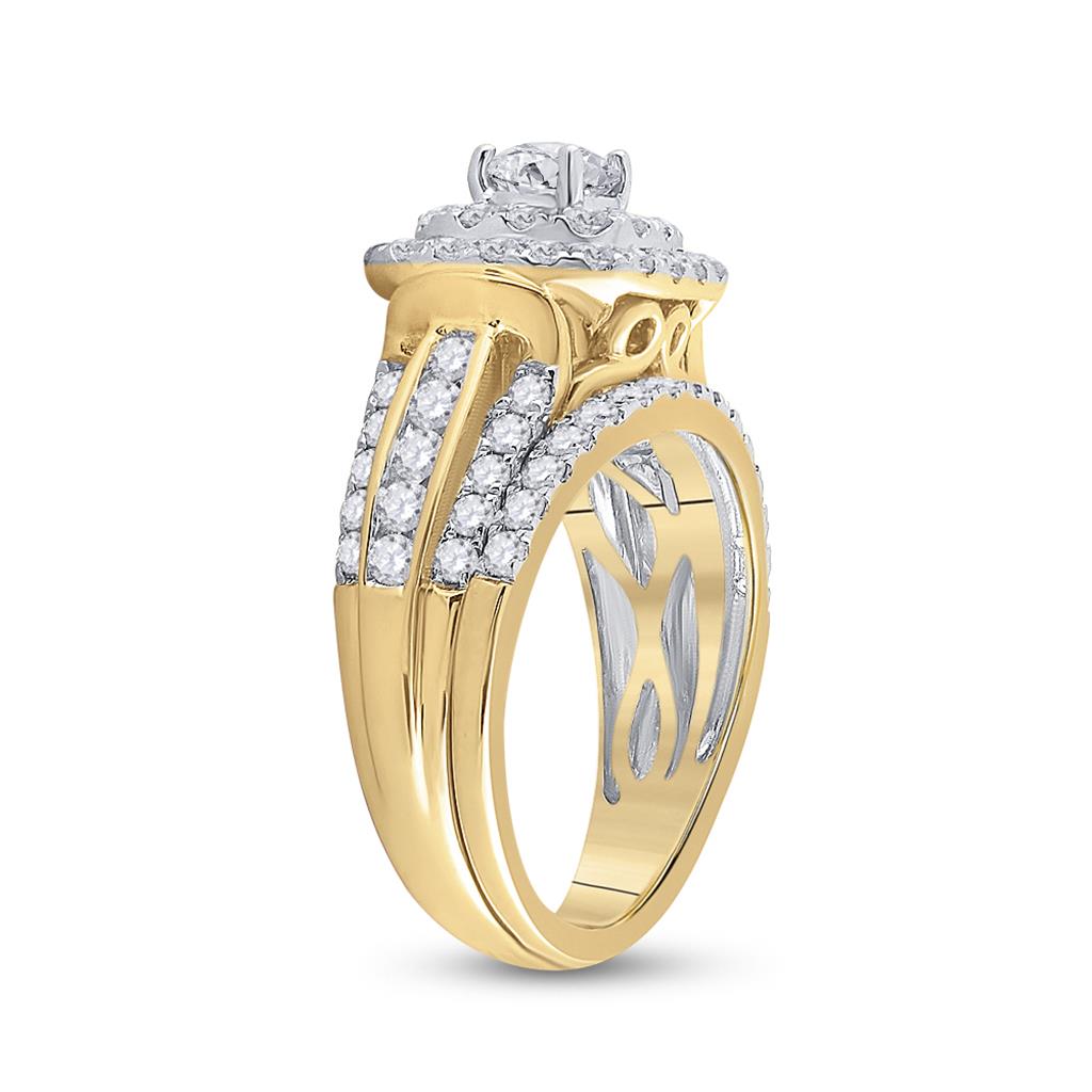 14k Yellow Gold Round Diamond Bridal Wedding Ring Set 2 Cttw (Certified)