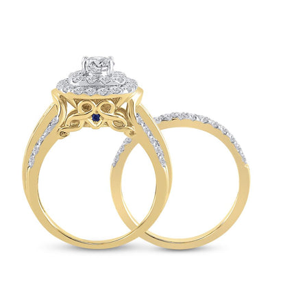 14k Yellow Gold Round Diamond Bridal Wedding Ring Set 2 Cttw (Certified)