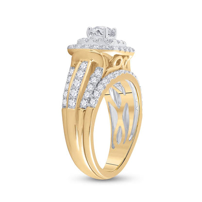 14k Yellow Gold Round Diamond Bridal Wedding Ring Set 2 Cttw (Certified)