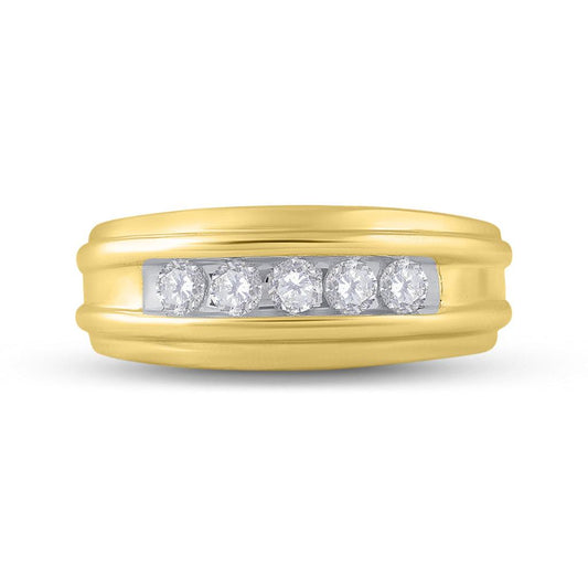 14k Yellow Gold Round Diamond Wedding Channel Set Band Ring 1/2 Cttw