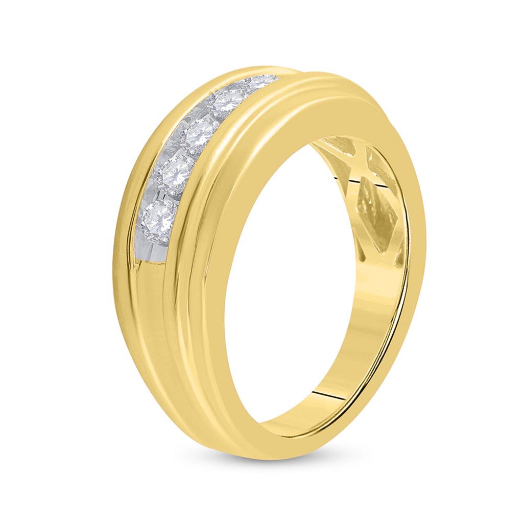 14k Yellow Gold Round Diamond Wedding Channel Set Band Ring 1/2 Cttw
