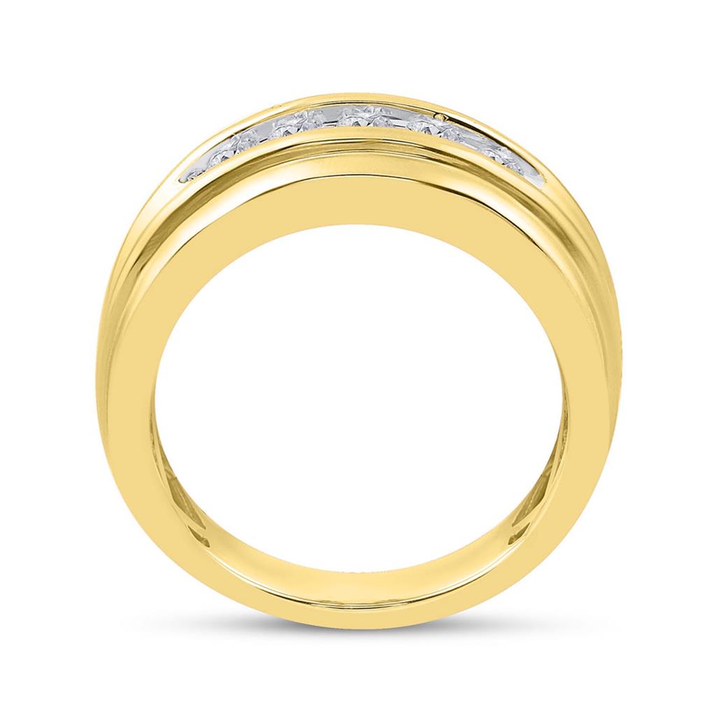 14k Yellow Gold Round Diamond Wedding Channel Set Band Ring 1/2 Cttw