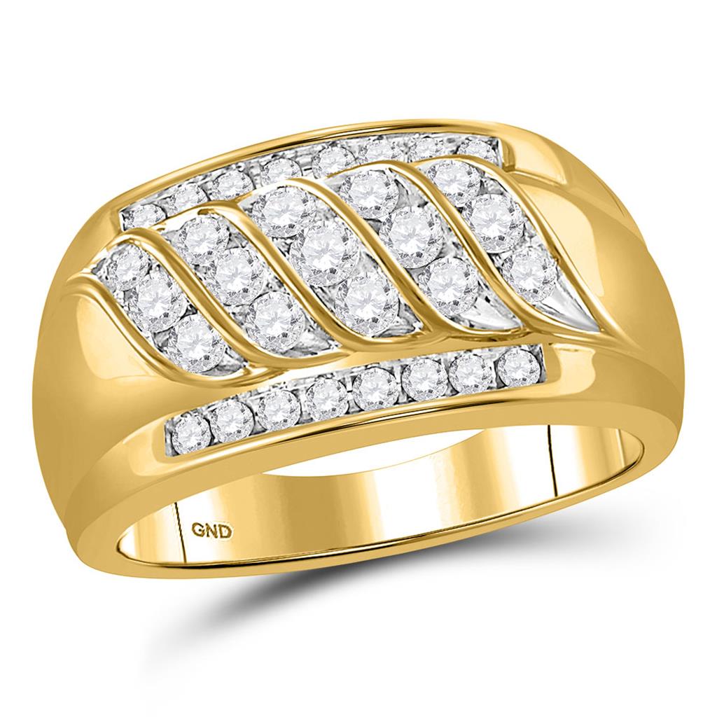 14k Yellow Gold Round Diamond Wedding Band Ring 1 Cttw
