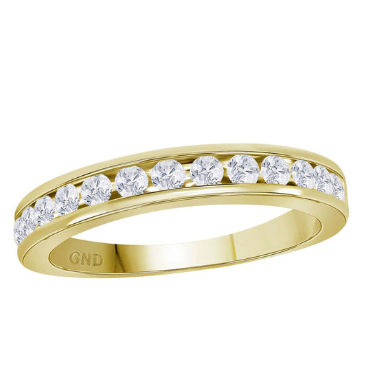 14k Yellow Gold Round Diamond Wedding Single Row Band Ring 1/2 Cttw