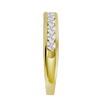 14k Yellow Gold Round Diamond Wedding Single Row Band Ring 1/2 Cttw