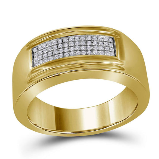 10k Yellow Gold Round Diamond Wedding Pave Band Ring 1/6 Cttw