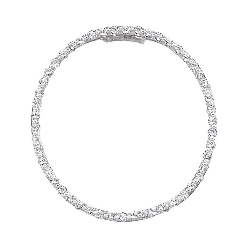 14k White Gold Round Diamond Open-center Circle Pendant 1/2 Cttw
