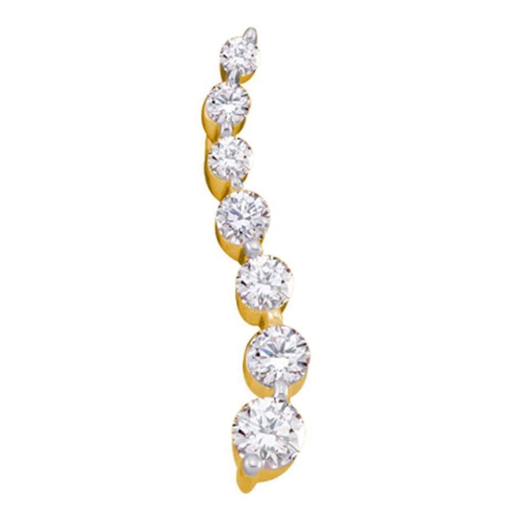 10k Yellow Gold Round Diamond Graduated Journey Pendant 1/4 Cttw