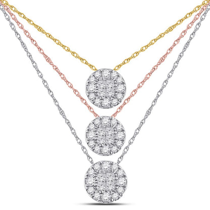 14k White Gold Princess Diamond Fashion Cluster Pendant 1/4 Cttw