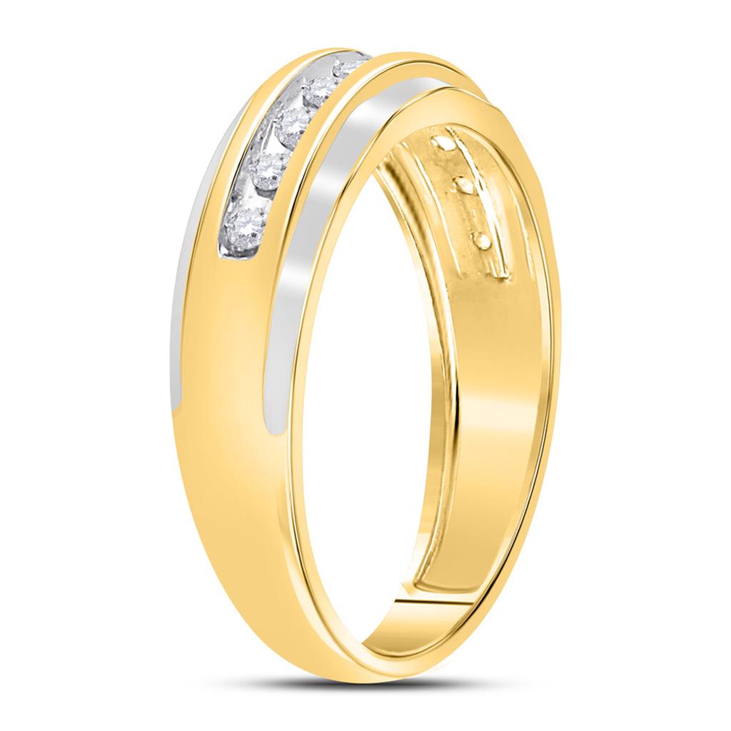 10k Two-tone Gold Round Diamond Wedding Band Ring 1/4 Cttw