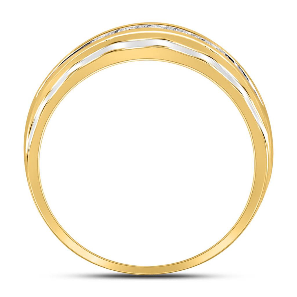 10k Two-tone Gold Round Diamond Wedding Band Ring 1/4 Cttw
