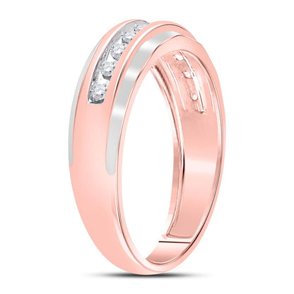 10k Rose Gold Round Diamond Wedding Band Ring 1/4 Cttw