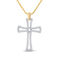 10k Yellow Gold Round Diamond Gothic Cross Pendant 1/4 Cttw